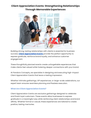 Client Appreciation Events: Strengthening Relationships Through Memorable Experi