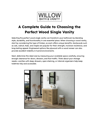 A Complete Guide to Choosing the Perfect Wood Single Vanity