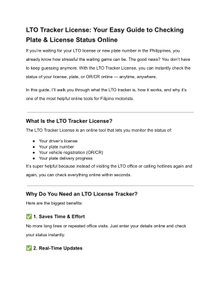 LTO Tracker License_ Your Easy Guide to Checking Plate & License Status Online