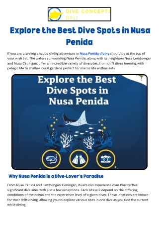 Explore the Best Dive Spots in Nusa Penida