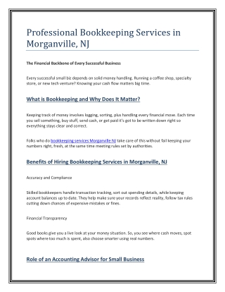 Professional Bookkeeping Services in Morganville