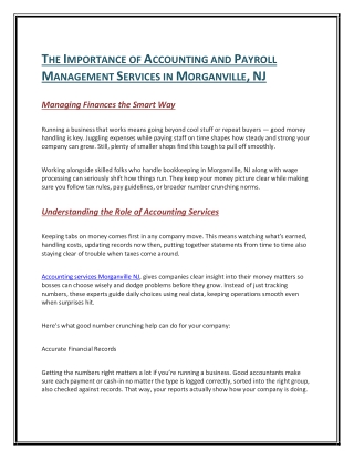 The Importance of Accounting and Payroll Management Services in Morganville