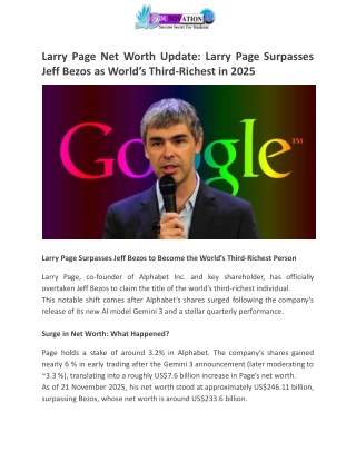 Larry Page Net Worth Update_ Larry Page Surpasses Jeff Bezos as World’s Third-Richest in 2025