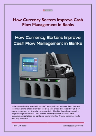How Currency Sorters Improve Cash Flow Management in Banks