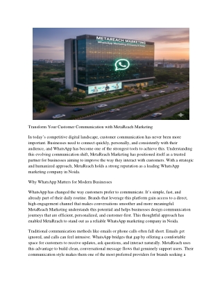 Best WhatsApp Marketing Company in Noida | MetaReach Marketing