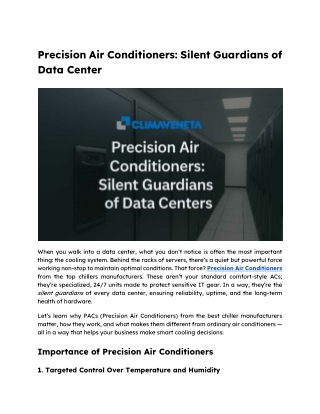Precision Air Conditioners Silent Guardians of Data Center