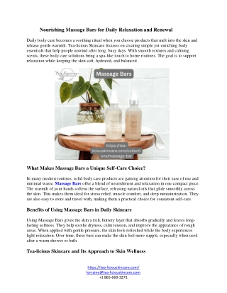 Nourishing Massage Bars for Daily Relaxation and Renewal