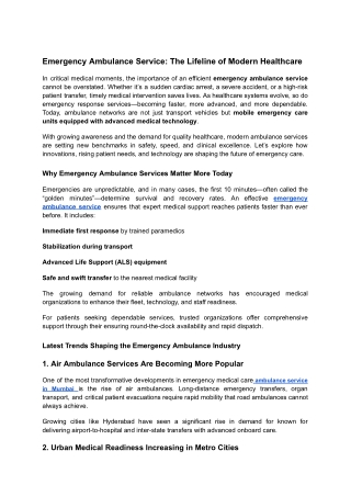 Emergency Ambulance Service_ The Lifeline of Modern Healthcare