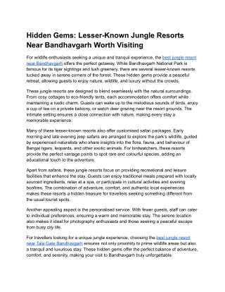 Hidden Gems_ Lesser-Known Jungle Resorts Near Bandhavgarh Worth Visiting