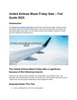United Airlines Black Friday Sale 2025 – Best Flight Deals & Travel Discounts