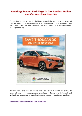 Avoiding Scams: Red Flags in Car Auction Online and Car Auctions Near Me