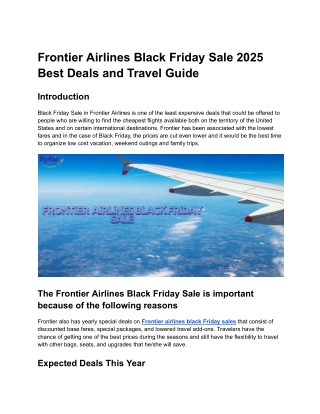 Frontier Airlines Black Friday Sale 2025 – Best Budget Flight Deals