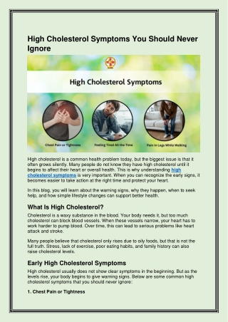 High Cholesterol Symptoms: Early Signs You Should Notice