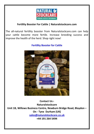 Fertility Booster For Cattle | Naturalstockcare.com