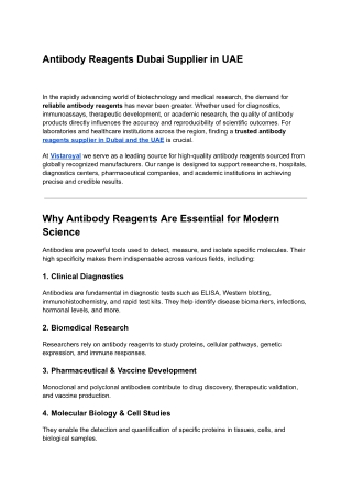 Antibody Reagents Dubai Supplier in UAE