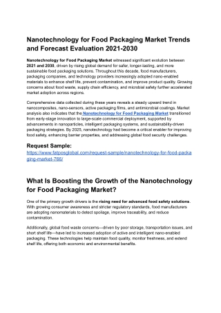 Nanotechnology for Food Packaging Market Trends and Forecast Evaluation  (1)
