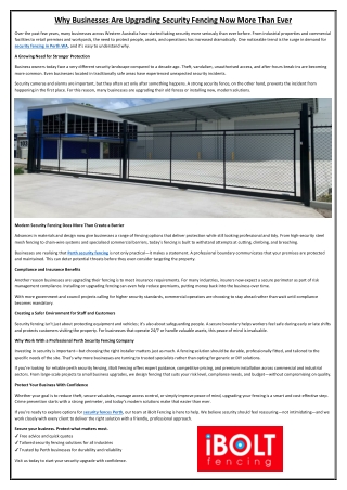 Why Businesses Are Upgrading Security Fencing Now More Than Ever