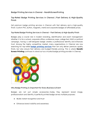 Top-Rated Badge Printing Services in Chennai