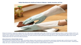 Rubber manufacture for healthcare products in Malaysia