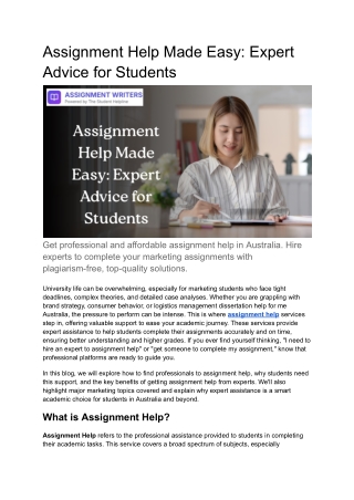 Assignment Help Made Easy_ Expert Advice for Students