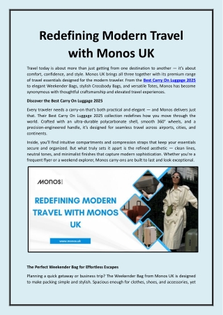 Redefining Modern Travel with Monos UK