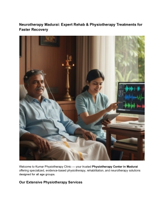 Neurotherapy Madurai Expert Rehab & Physiotherapy Treatments for Faster Recovery