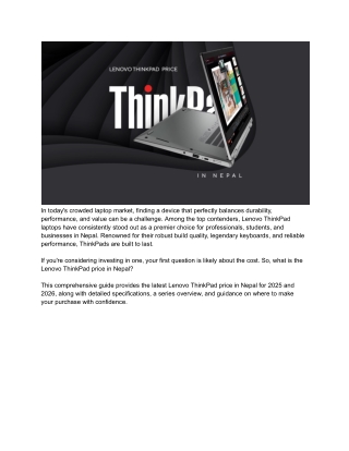 Lenovo ThinkPad Price in Nepal (2025_2026)_ Latest Models & Where to Buy