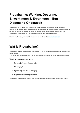 Pregabaline_ Werking, Dosering, Bijwerkingen & Ervaringen – Een Diepgaand Onderzoek