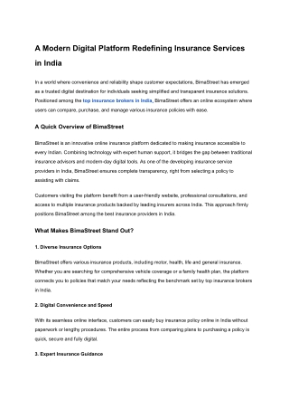 A Modern Digital Platform Redefining Insurance Services in India