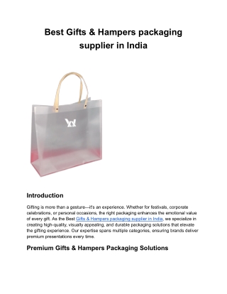 Best Gifts & Hampers packaging supplier in India 