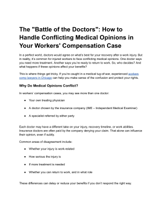 The _Battle of the Doctors__ How to Handle Conflicting Medical Opinions in Your Workers' Compensation Case