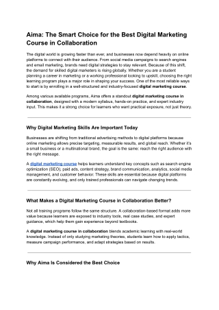Aima_ The Smart Choice for the Best Digital Marketing Course in Collaboration