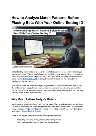 How to Analyze Match Patterns Before Placing Bets With Your Online Betting ID