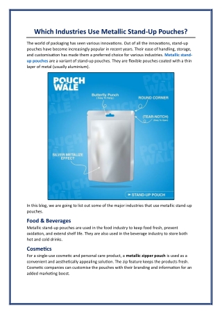 Which Industries Use Metallic Stand-Up Pouches
