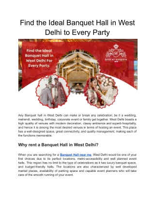 Weddings West Delhi Banquet Halls Classy Event Venues.
