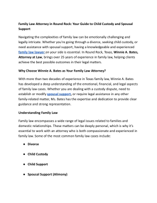 Family Law Attorney Round Rock_ Your Guide to Child Custody and Spousal Support