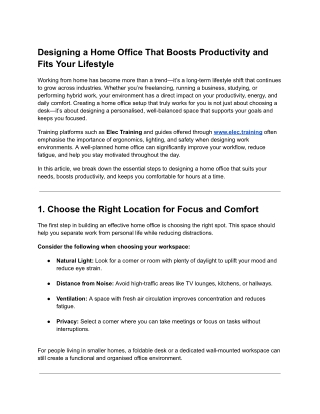 Designing a Home Office That Boosts Productivity and Fits Your Lifestyle