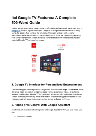 itel Google TV Features_ A Complete 500-Word Guide