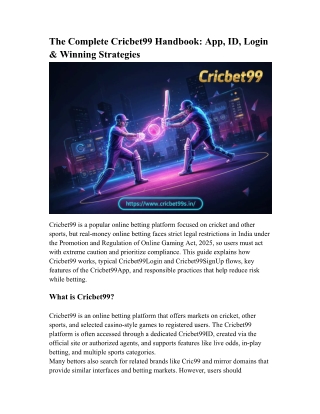 The Complete Cricbet99 Handbook App, ID, Login & Winning Strategies
