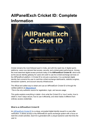 AllPanelExch Cricket ID_ Complete Information