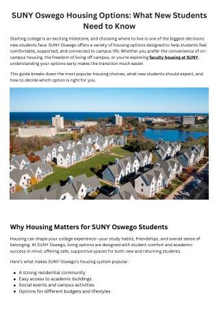 SUNY Oswego Housing Options: What New Students Need to Know