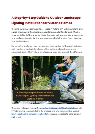 A Step-by-Step Guide to Outdoor Landscape Lighting Installation for Victoria Homes