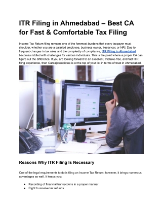 ITR  Filing in Ahmedabad – Best CA for Fast & Comfortable Tax Filing