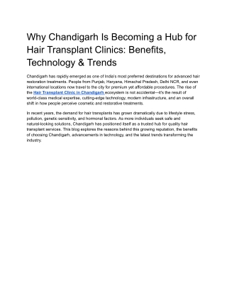 Why Chandigarh Is Becoming a Hub for Hair Transplant Clinics_ Benefits, Technology & Trends