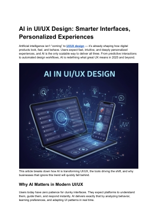 AI in UI/UX Design: Smarter Interfaces, Personalized Experiences