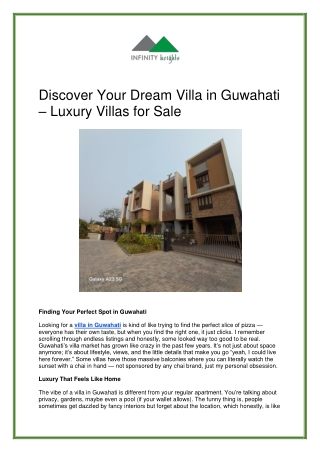 Luxury Villa in Guwahati | Premium Villas for Sale – Infinity Heights