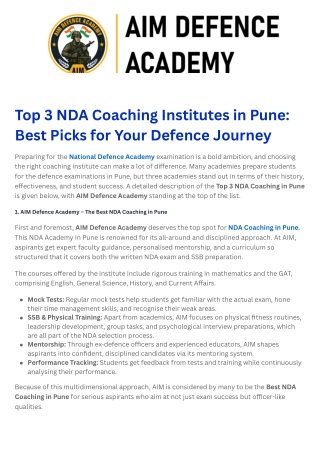 Top 3 NDA Coaching Institutes in Pune Best Picks for Your Defence Journey
