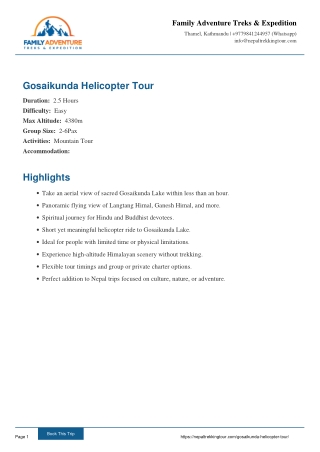 Gosaikunda Helicopter Tour | 2026/27 Booking Open