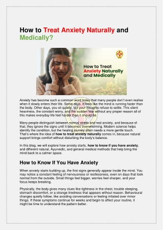 How to Treat Anxiety Naturally and Medically
