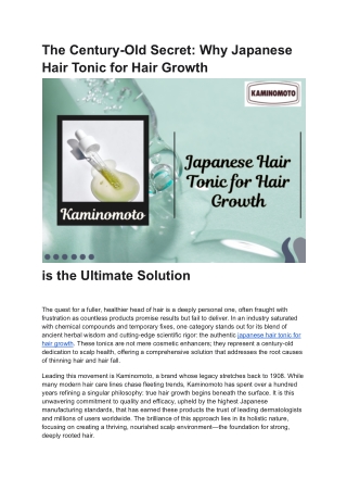 Japanese Hair Tonic for Hair Growth